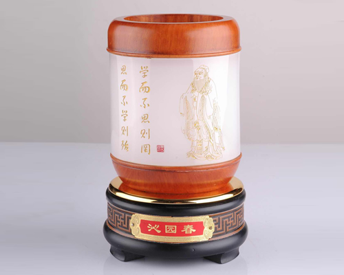 木紋直形筆筒論語